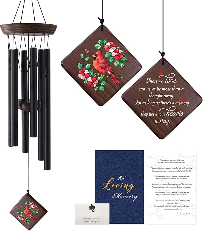 ASTARIN Wind Chimes for Outside,28'' Memorial Wind Chimes Sympathy Wind Chimes for Loss of Loved One Cardinal Memorial Wind Chime Bereavement Condolence Gifts for Loss of Mother Father Husband