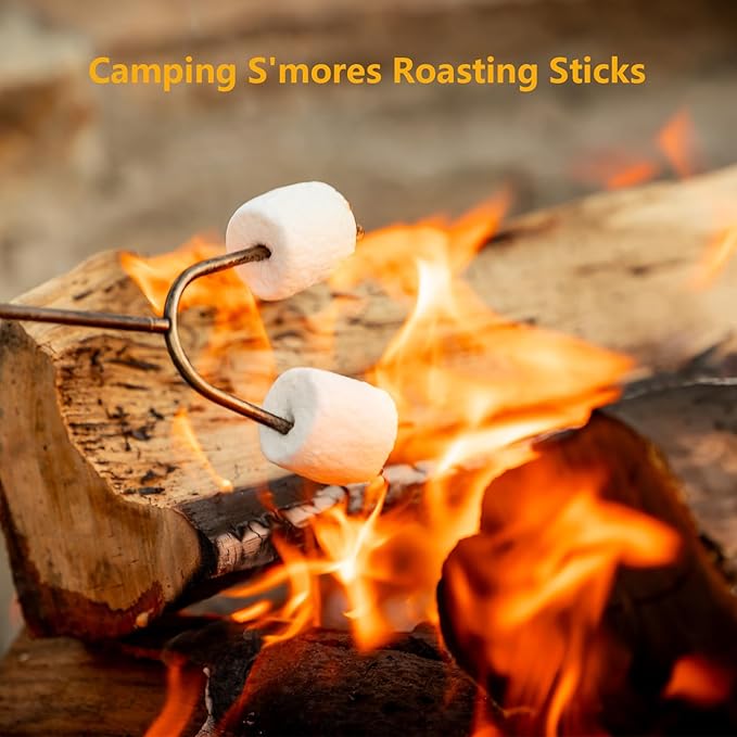 Marshmallow Roasting Sticks for Fire Pit, 5 Pack 45'' Extendable Stainless Smore Skewers Hot Dog Fork, Barbecue Forks with Non-Slip Handle for Bonfire, Grill & Campfire Party