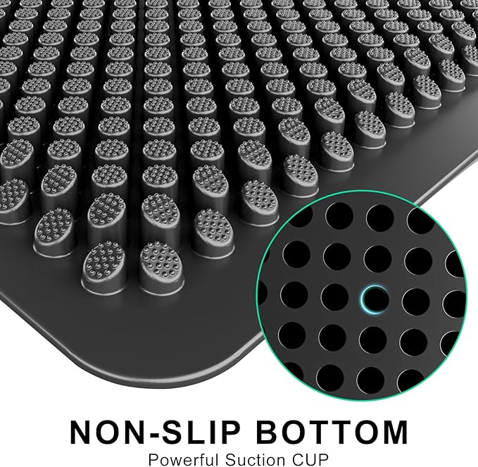 Fowooyeen Outdoor Door Mat, 30'' x 17'' Silicone Scraper, Non-Slip Washable Weatherproof Entrance Mat, Low-Profile Shoe Cleaner for Indoor or Outdoor Use, Black