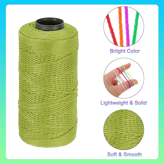 MECCANIXITY Nylon String 3 Strands Twisted Mason Line 1.5mm x 218 Yards Nylon Twine String for DIY Projects, Home Improvement, Gardening, Gift Wrapping, Christmas Party Supplies, Army Green
