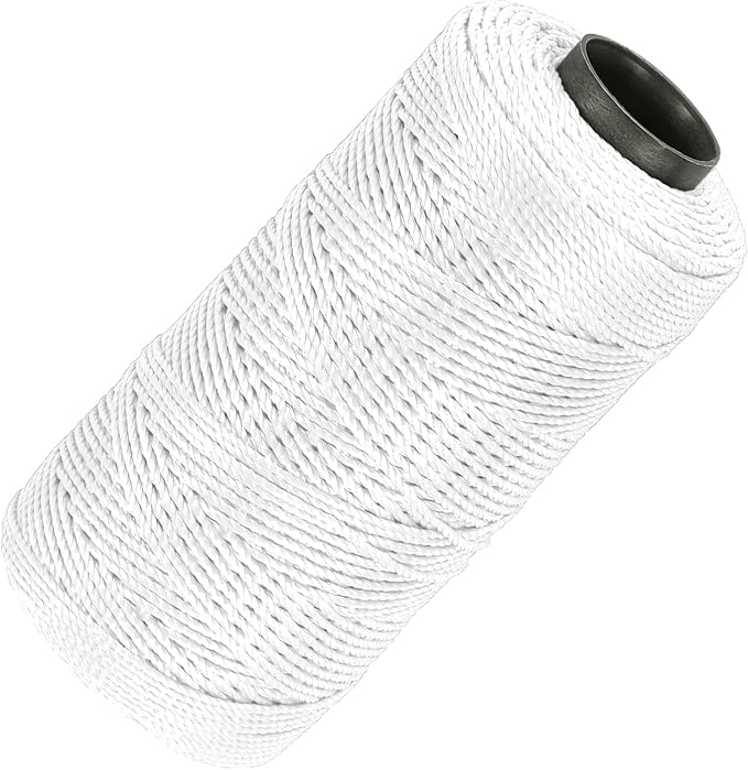 MECCANIXITY Nylon String 3 Strands Twisted Mason Line 1.5mm x 218 Yards Nylon Twine String for DIY Projects, Home Improvement, Gardening, Gift Wrapping, Christmas Party Supplies, White