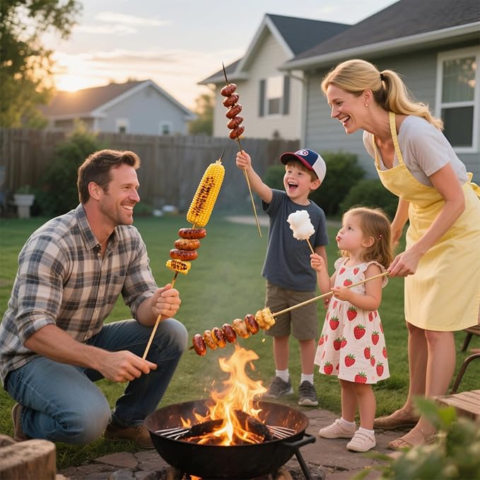 Natural Bamboo Skewers 30 Inch Extra Long 5mm Heavy Duty Marshmallow Roasting Sticks Thick Smore Sticks for BBQ Grilling Camping Kitchen Crafting and Party (120)