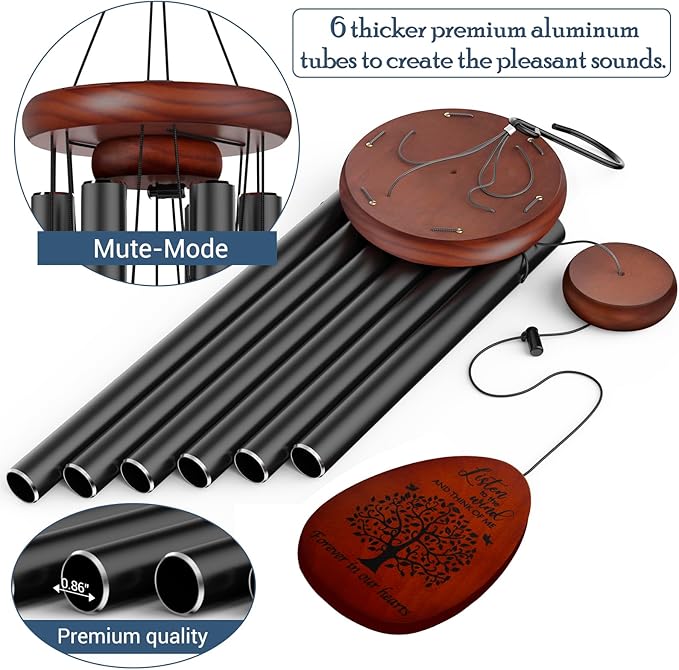 Tree of Life Memorial Wind Chimes for Loss of Loved One, Wind Chimes in Memory of a Loved One for Outside, Memorial & Sympathy Gifts for Bereavement,Condolence,Funeral