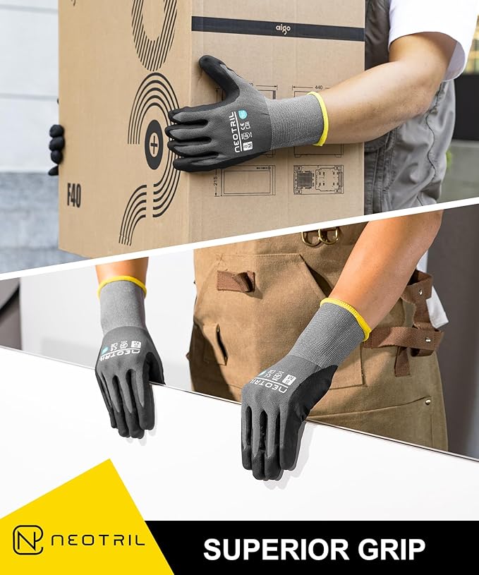 Safety Work Gloves MicroFoam Nitrile Coated-3/6/12/36 Pairs,Breathable Nylon Working Gloves for Men Women