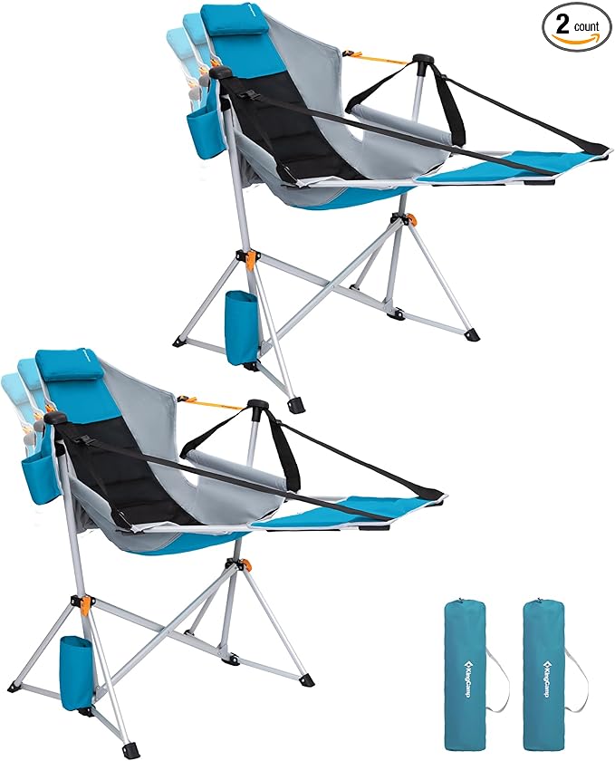KingCamp Hammock Chair with Footrest, Swinging Portable Folding Camping Chairs for Adults MAX 400lbs Heavy Duty Foldable Oversized Rocker with Cup Holder Pillow for Outdoor Beach Patio Sport Lawn