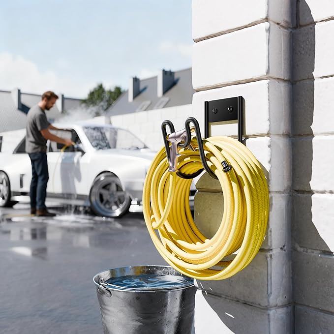 niffgaff Garden Hose Holder Wall Mount - Water Hose Hanger Heavy Duty Hose Rack for Extension Cords Vacuum Hose (2 Pack)