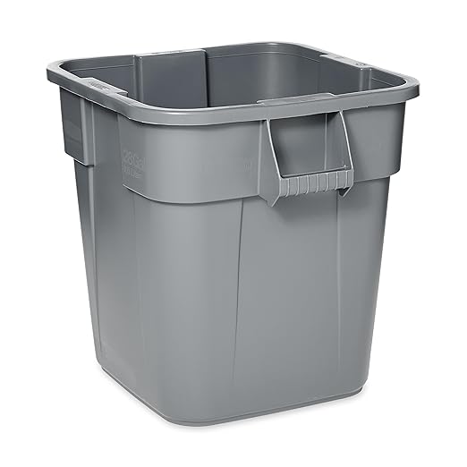 Rubbermaid Commercial LLDPE Square Brute 28-Gallon Trash Can without Lid, Gray, For Restaurants/Garages/Offices/Mailrooms/Classrooms