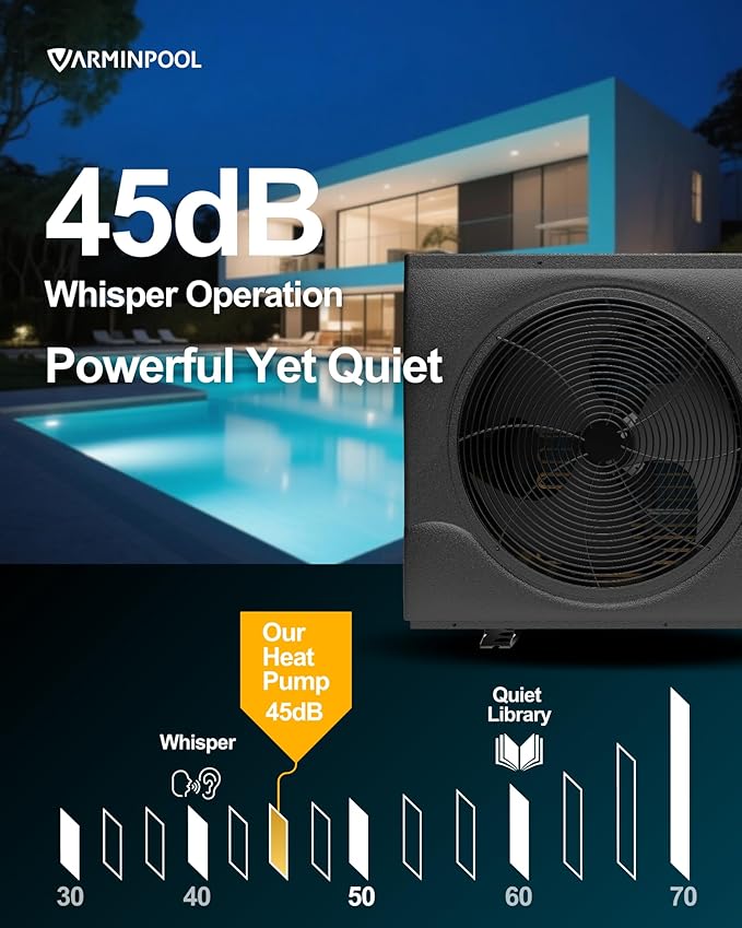 Pro Invert 90000BTU Pool Heat Pump for 24000 Gallons Above and In Ground Pools, Full Inverter Electric Pool Heater, WiFi Control & Timer, Heat & Cool, Energy Efficient, 220V