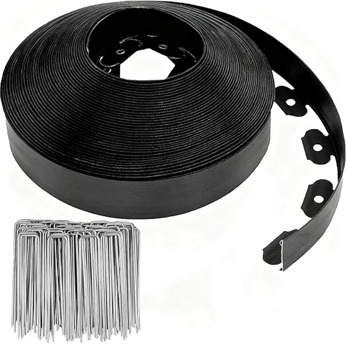 Plastic Landscape Edging, 114FT Landscape Edging Border Kit [3 Inch Tall], Flexible Edging for Landscaping with 175 Pcs Metal Spikes, Tools-Free Lawn Edging for Flower Beds, Yard, Paving, Pathway