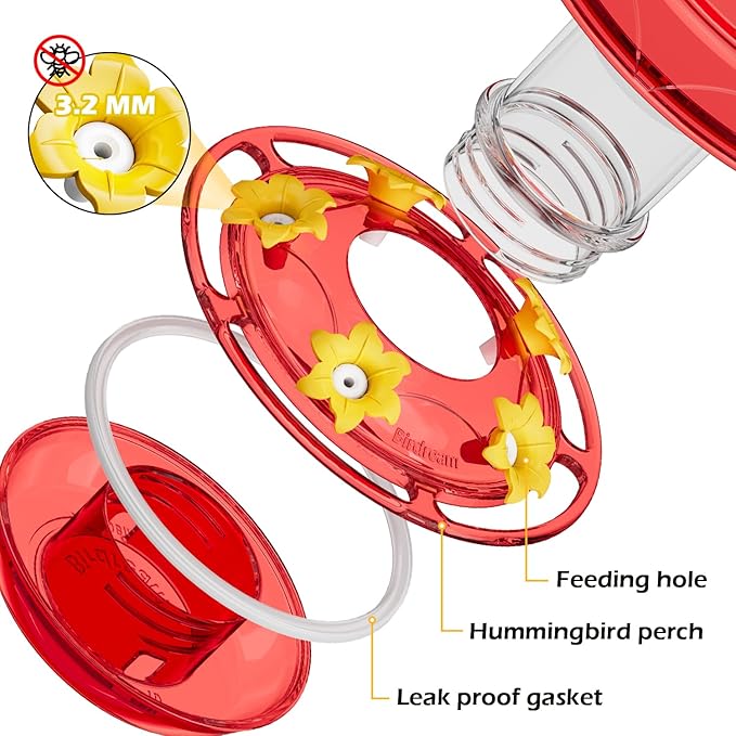 Birdream 2 Pack Hummingbird Feeder for Outdoors Hanging with Ant Moat, Festival Design Attracts Hummingbirds, Total 40oz - Red