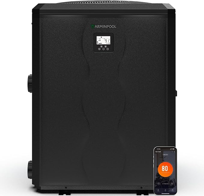 140000 BTU Electric Pool Heater, Full Inverter Pool Heat Pump for 42000 Gallons In and Above Ground Pools, Smart WiFi App, Timer, Heating and Cooling, 47dB Quiet Operation, 220V