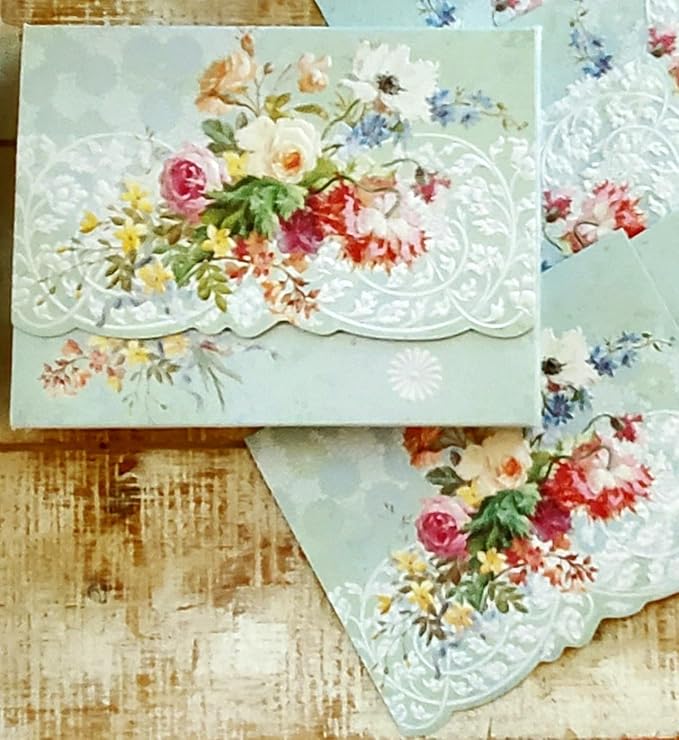 Poster Foundry Set of 3 - Market Bouquet Flowers Boxed Note Cards by Carol Wilson. 10 embossed 4x5 Die-Cut Notecards and Matching Envelopes in Decorative Gift Box with Magnetic Flap. NCP2463