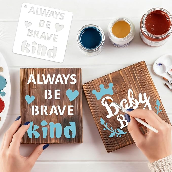 64 Pieces Small Onesie Stencils for Baby Shower, 3 Inch Reusable Baby Bib Stencil for Painting, Cute Animal Clothes T Shirts Template Kit for Fabric Canvas Craft DIY Home Decor(Baby Show)