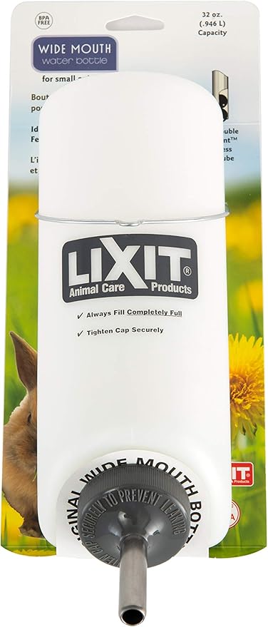 Lixit Small Animal Wide Mouth BPA-Free Water Bottle, 32 Ounce