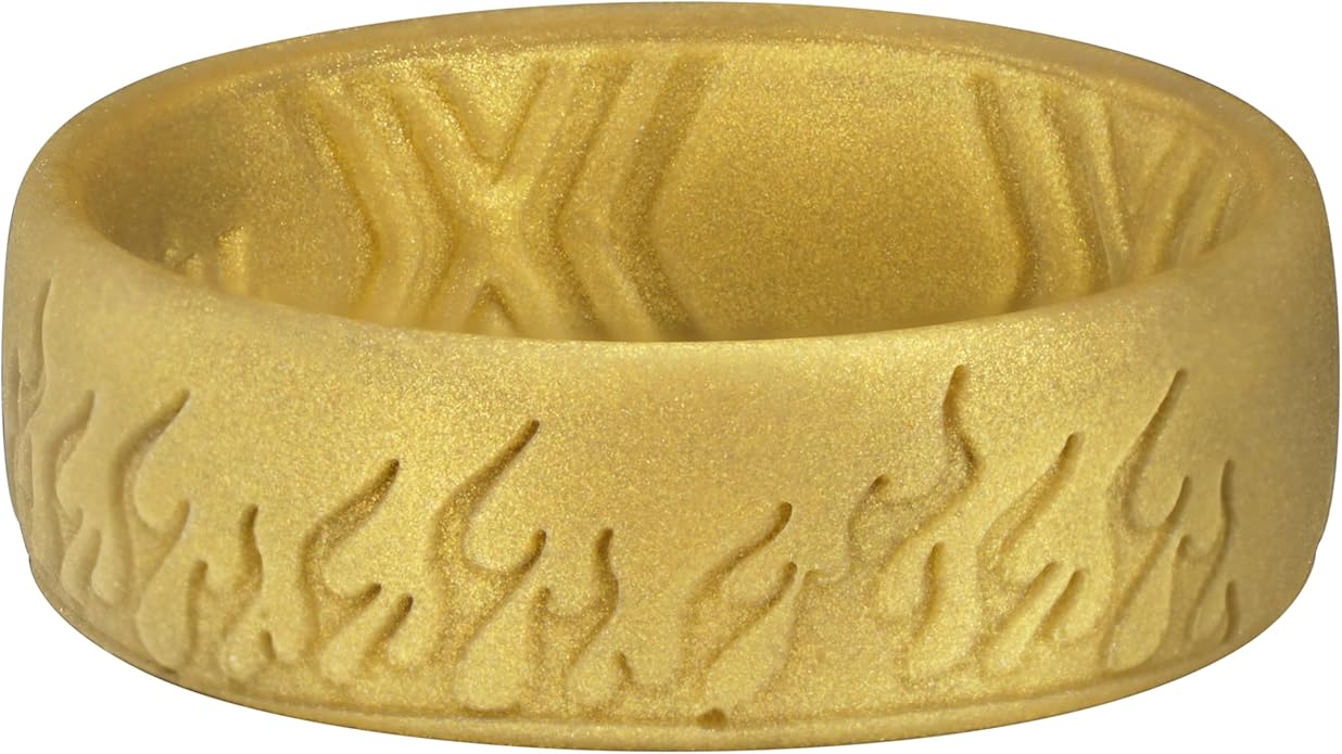 King Will Silicone Ring for Men and Women, 1.8mm Ultra Thick 6.6mm Width, Dome Metallic Style Comfort Fit - Breathable Durable Flexible Wedding Band