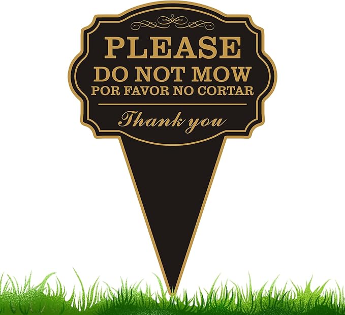 Double Sided Yard Sign, Do Not Mow / POR FAVOR NO CORTAR Sign for Lawn, 10"x14" Bilingual English and Spanish Yard Sign with Stake, Rust-Free Metal, Weatherproof UV Printed for Outdoor Use (DO NOT MOW-1PACK)