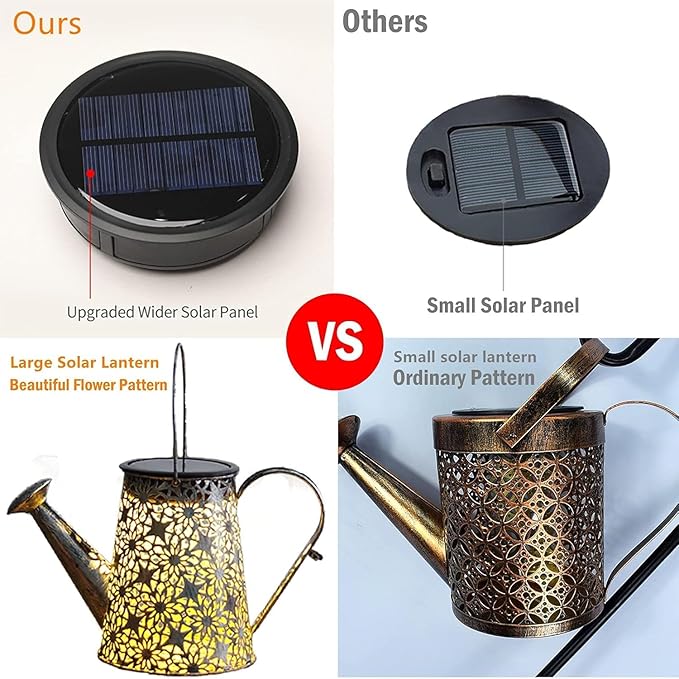 2 Pack Solar Watering Can Lights with Shepherd Hook,Solar Powered Watering Can Light, Waterproof Outdoor Garden Hanging Decoration(Classic).