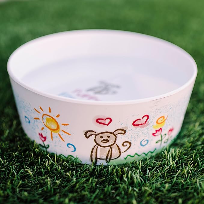 Loving Pets Dolce Moderno Ceramic Look Dog Bowl – Modern Melamine Dog Food Bowl & Dog Water Bowl – Durable, Non-Slip Pet Dish for Small & Medium Dogs – Dishwasher Safe Dog Bowl (Large, 47 oz)