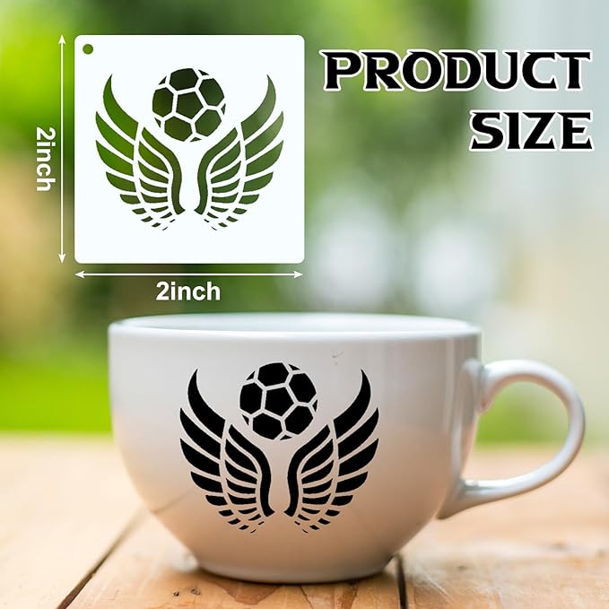 Fainne 100 Pcs 2 Inch Stencils Small Stencils for Painting on Wood Reusable Painting Templates Crafts for DIY Scrapbook, Wood, Wall, Fabric, Rock, Chalkboard, Sign(Sport,Ball)