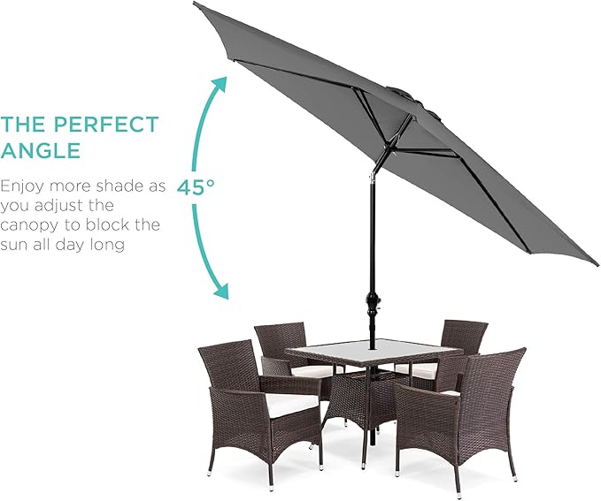 Best Choice Products 10ft Outdoor Steel Polyester Market Patio Umbrella w/Crank, Easy Push Button, Tilt, Table Compatible