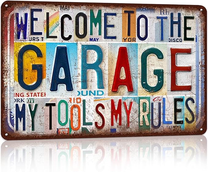 Vintage Garage Wall Decor Welcome to The Garage Metal Sign Tin Signs Poster - my tools my rules