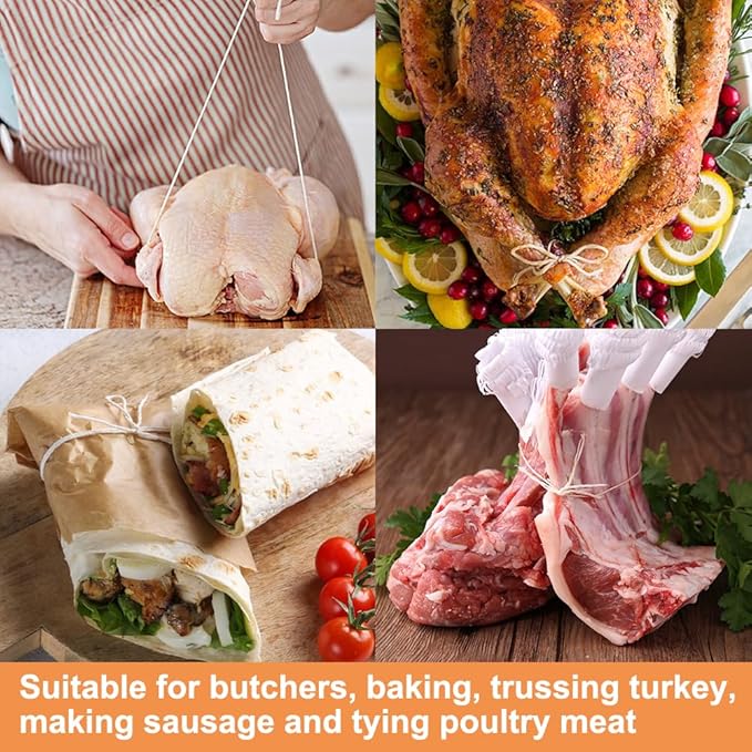 Vivifying Butchers Twine, 656 Feet 2mm Food Safe Cotton Bakers String for Tying Meat, Trussing Turkey, Making Sausage, Roasting, Cooking and Packing(Beige)