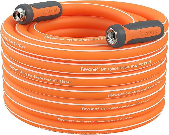 Fevone 55 ft Kink Free Garden Hose with Swivel Handle, All Weather Flexible, Heavy-Duty & Durable, Leak-Free Connection