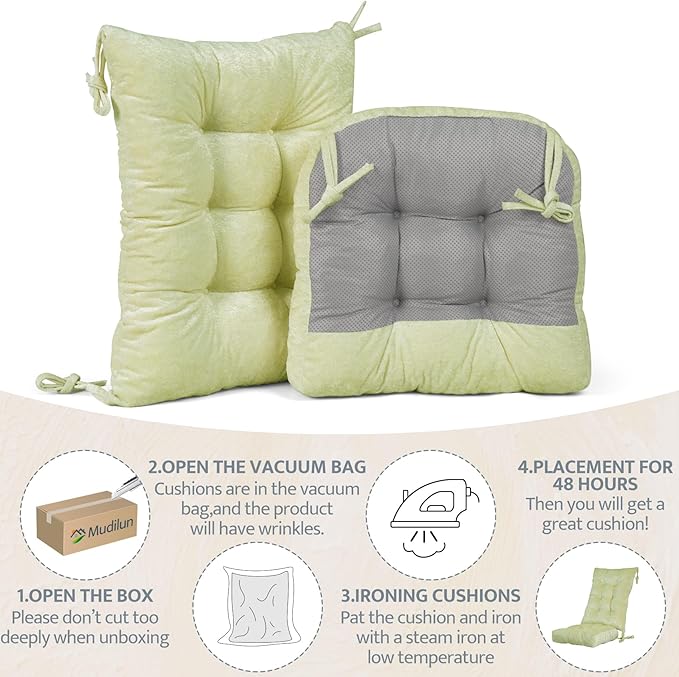 mudilun Rocking Chair Cushion Set - Non-Slip Tufted Rocking Chair Cushions with Ties Soft Indoor/Outdoor Wooden Rocking Chair Seat Pad for Porch Garden Cafe & Nursing