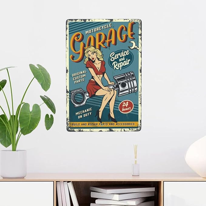Garage Vintage Metal Tin Sign Retro Rustproof Funny Art Wall Decor Gift 8x21 Inch