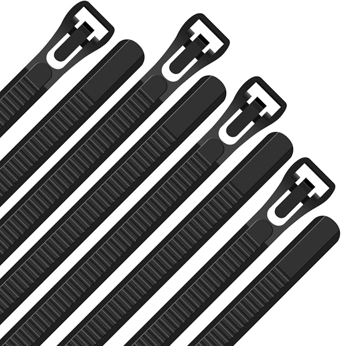100Pcs Reusable18 Inch Heavy Duty Industrial Zip Toes,Releasable Black Cable Ties, 120LBS Strong Adjustable Tie wrap,Reusable Zip Toes Tie Straps For Garden Plant Secure Vine, Home, Office Use