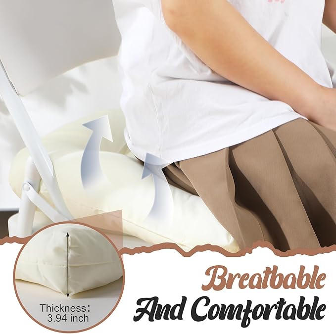 Thyle Outdoor Chair Cushions Set of 6 Waterproof Sun Protection Square Tufted Overstuffed Patio Furniture Seat Cushion for Patio Furniture Dining Indoor 19" x 19"(Beige)