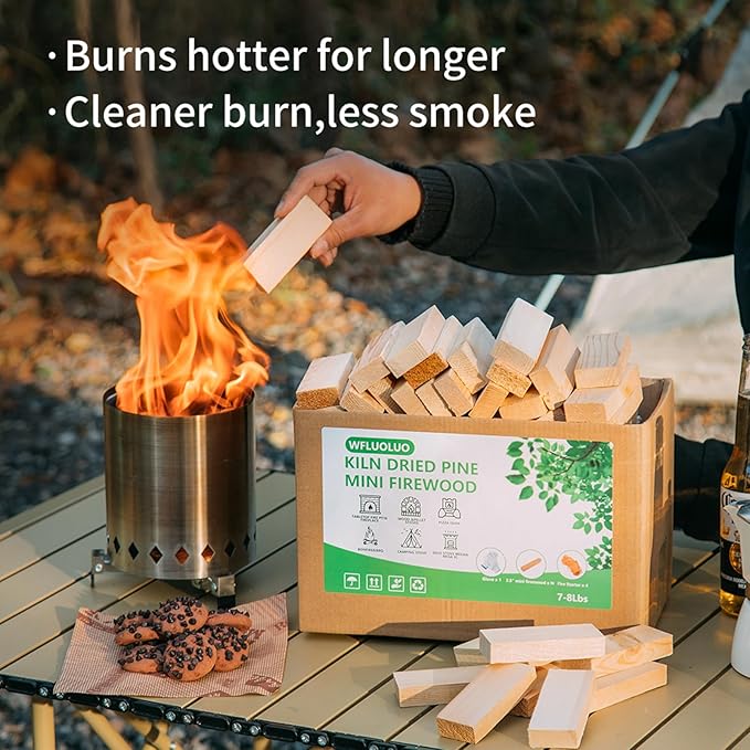 3.5" Lengths Mini Fire Sticks Wood,Pine Kiln Dried Firewood,Small Barkless Kindling Logs,Fire Pit Accessories Prefect for Mesa,Tabletop Fire Pit,Pizza Oven,12Lbs