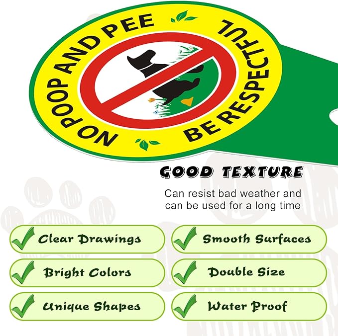 No Dog Poop Signs 2 Pack - Aluminum High Temperature Resistance - Prevent Pets from Pooping and Peeing on Beautiful Lawn/Patio/Yard/Garden - Be Respectful/No Poop And Pee, Double Sided 11.8 x 5.9