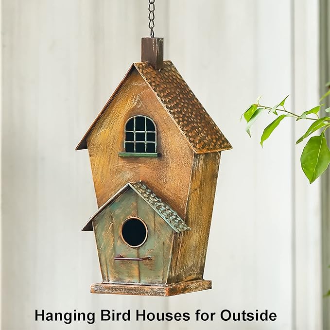 Jemeni Metal Birdhouse for Outdoors, Bird Houses for Outside Hanging, Country Cottage Style……