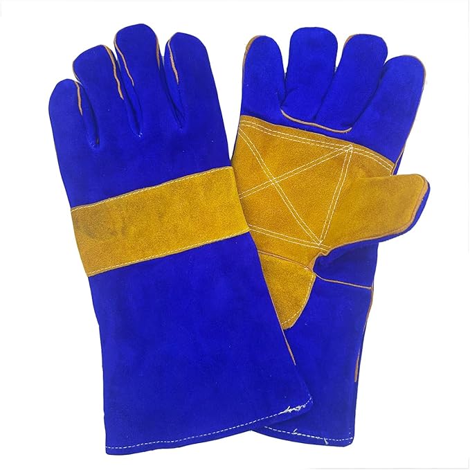 Leather MIG Welding Gloves with Reinforced Palm, Kevlar Stitching, Heat Fire Resistant for Welding/Grilling/BBQ