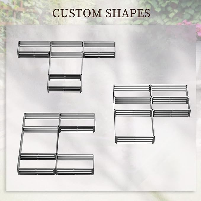 Outsunny 8 x 8' Raised Garden Bed Set, Large Steel Flower Planters for Outdoor Plants, Easy Assembly for Vegetables, Herbs, Gray
