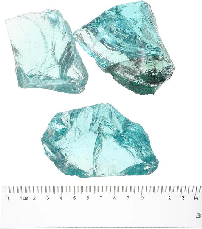 uxcell Fire Glass for Fire Pit, 5-8cm(2"-3.1") High Luster Reflective Glass Rocks for Natural or Propane Fireplace, Safe for Outdoors and Indoors Fire Pit Glass, Blue, 400g/14oz