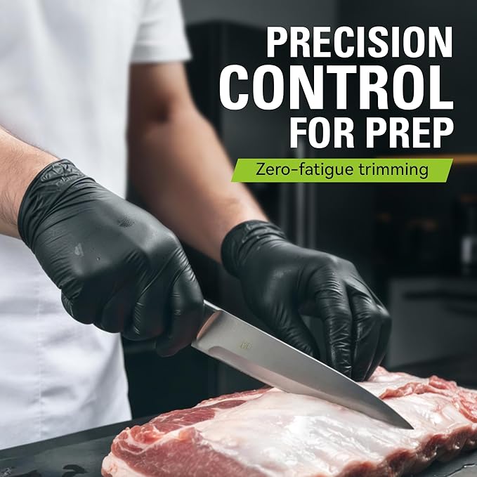 BBQ Gloves, 6 Heat Resistant Cotton Liners + 100 Disposable Nitrile Gloves for Barbecue, Grilling, Cooking, Smoker