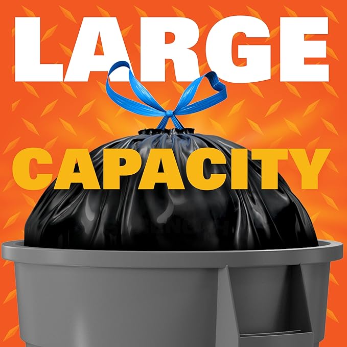 Hefty Strong Extra Large Trash Bags,Black,33 Gallon,48 Count (Pack of 3)