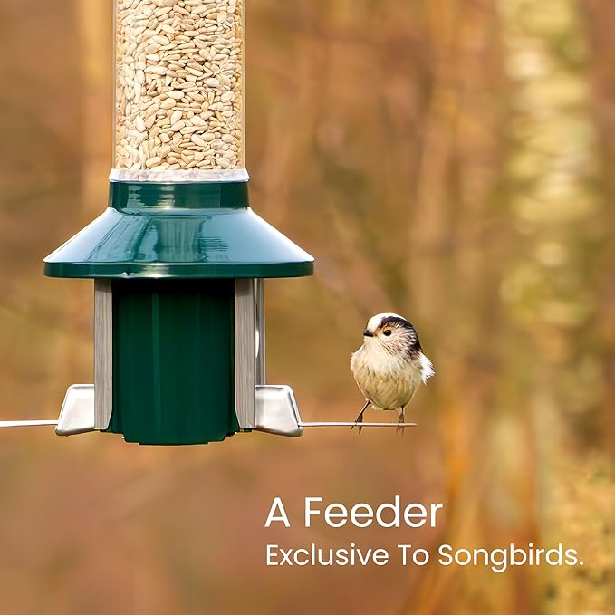 Roamwild PestOff 2.0 Squirrel Proof Wild Bird Feeder Mixed Seed Sunflower Heart Version - GREEN - HUGE 4LBS SEED CAPACITY – 26”x8”x8” (w/hanger)