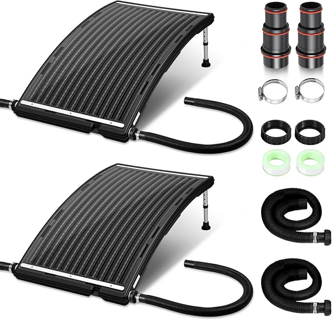 2026 Upgraded Solar Pool Heater with Adjustable Support Feet, Inground Pool Solar Heater, Above Ground Pool Heater, Solar Water Heater, Pool Heater for Above Ground Pool（2 Set）