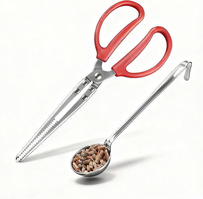 Fireplace Tongs Pellet Scoop Set Compatible with Solo Stove Mesa/XL, Tabletop Fire Pit Mini Firewood Grabber, Tool Metal Grabber for Mini Fire Stick/Pellet Handling, Accessories for Solo Stove