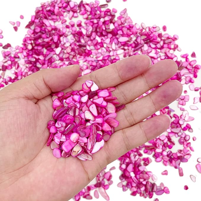 Crushed Shells for Crafts, Sea Shells for Decorating Wedding Vase Fillers Table Scatter, Party Favor, Wedding Decoration, Succulents Plants Soil Cover, Art Crafts (Rose red)