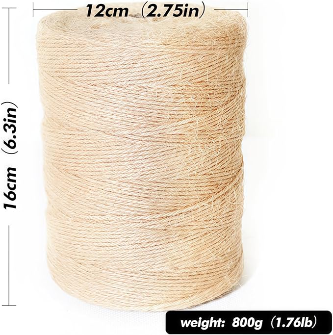 2MM Natural Jute Twine String — 1800Ft Brown Durable Jute Rope, Used for Hand Crochet, Climbing Plant, Gardening Flowers, Home Decorations, Art Crafts Gift Packaging, Weddings, Christmas