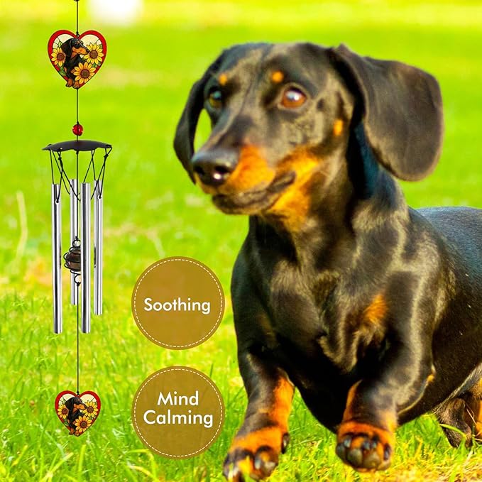 Wind Chimes for Outside 24" Dachshund Wind Chimes Outdoor Home Patio Garden Decor Windchimes Outdoors Gift Ideas for Women Mom Grandma Sisters