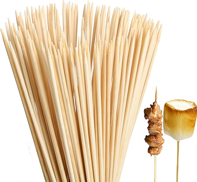 Natural Bamboo Skewers 30 Inch Extra Long 5mm Heavy Duty Marshmallow Roasting Sticks Thick Smore Sticks for BBQ Grilling Camping Kitchen Crafting and Party (60)