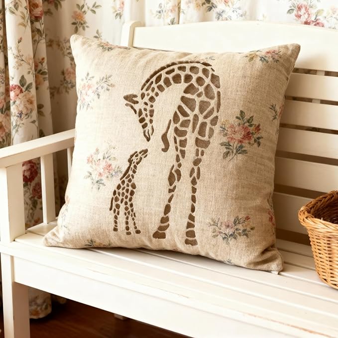 TIAMECH A4 Reusable Giraffe Stencil for Painting - Mum and Son Giraffe Layering Template, DIY Wall Art, Wood Furniture, Scrapbook & Crafts (8.3x11.7inch)