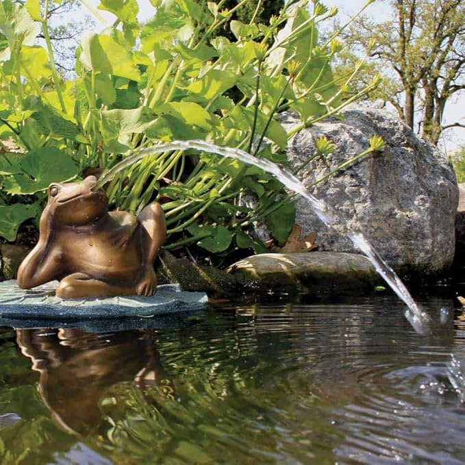 Aquascape Lazy Frog on Lily Pad Spitter Fountain for Ponds and Water Gardens | 78311
