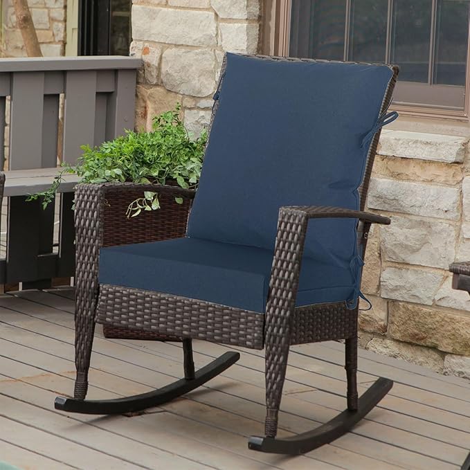 Goodgoods 20"x42" Outdoor Dining Chair cushion Set of 1 patio furniture cushion Resilient Foam Filling Water-Proof Stain-Resistant UV Resistant Weather Resistant Chairs Couch Sofa Upholstery Navy Blue