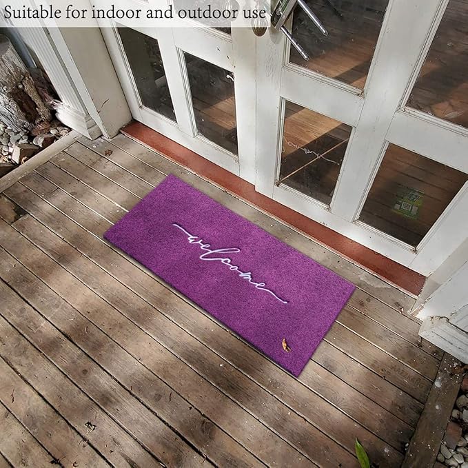 AAZZKANG Purple Outdoor Mat Front Door Indoor Welcome Doormat Long 18"x48",Anti-Slip Rubber Door Mat,Low-Profile Design Entrance Mats Decorative